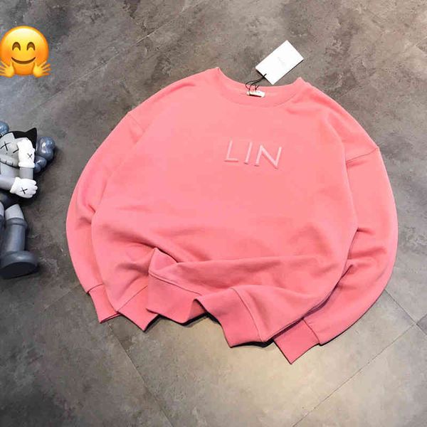 spring and autumn women's convex seal letters age reduction leisure pink long sleeve round neck sweater, Black
spring and autumn women's convex seal letters age reduction leisure pink long sleeve round neck sweater, Black