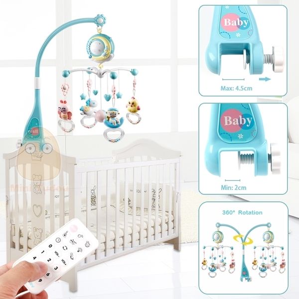 Rattles Crib Mobiles Toy Holder Rotating Mobile Bed Bell Musical Box Projection 0-12 Months Newborn Infant Baby Boy Toys Y200111