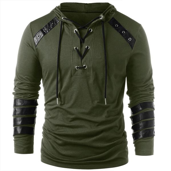 mens fashion faux leather lace up hoodies new drawstring hoodie pullover sweatshirt full sleeves casual male outwear, Black
mens fashion faux leather lace up hoodies new drawstring hoodie pullover sweatshirt full sleeves casual male outwear, Black