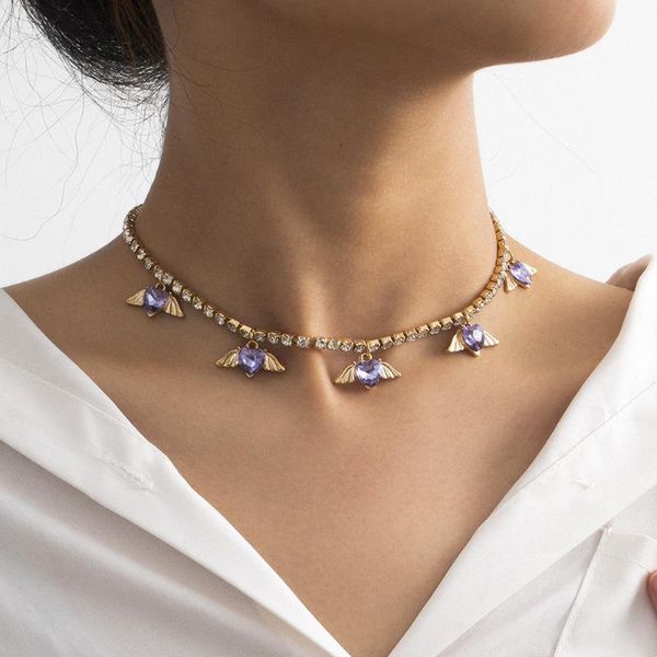 diezi korean luxury purple crystal wing pendant necklaces rhinestone short choker necklace for women wedding jewelry 2020 new, Golden;silver
diezi korean luxury purple crystal wing pendant necklaces rhinestone short choker necklace for women wedding jewelry 2020 new, Golden;silver