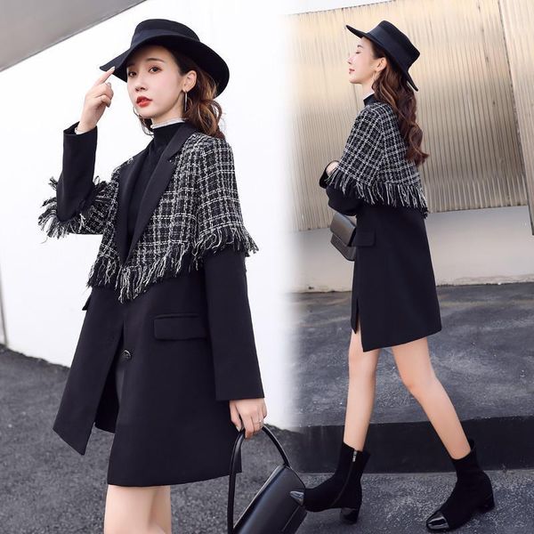 women plaid patchwork tassel long blazer coat vintage long sleeve loose blazers suit plus size blazer jackets1, White;black
women plaid patchwork tassel long blazer coat vintage long sleeve loose blazers suit plus size blazer jackets1, White;black