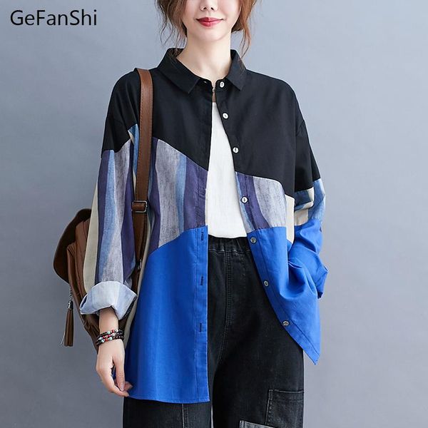 women's casual loose shirt office ladies 2021 autumn patchwork cotton linen long sleeve elegant blouse streetwear, White
women's casual loose shirt office ladies 2021 autumn patchwork cotton linen long sleeve elegant blouse streetwear, White