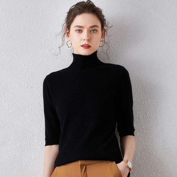 2021 new 100% cashmere neck knitted tshirt basic female jumper sweater high turtleneck ribs hmrt, White;black
2021 new 100% cashmere neck knitted tshirt basic female jumper sweater high turtleneck ribs hmrt, White;black