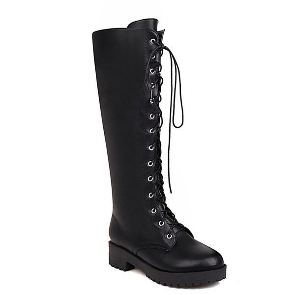 boots cross-lace side zipper low-heel knee-length thick plush inside pu 2021 leather, Black
boots cross-lace side zipper low-heel knee-length thick plush inside pu 2021 leather, Black