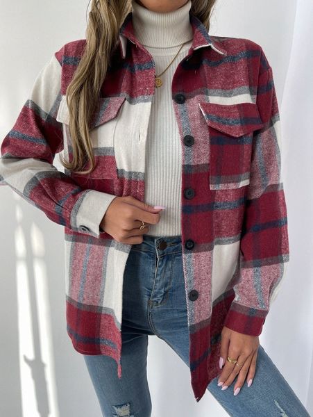 plaid print flap pocket overcoat z9wo#, Black
plaid print flap pocket overcoat z9wo#, Black