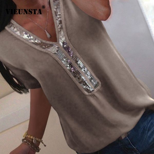 vieunsta women s-5xl sequins v-neck chiffon blouse summer short sleeve office lady blouses plus size femme shirt blusa y200622, White
vieunsta women s-5xl sequins v-neck chiffon blouse summer short sleeve office lady blouses plus size femme shirt blusa y200622, White