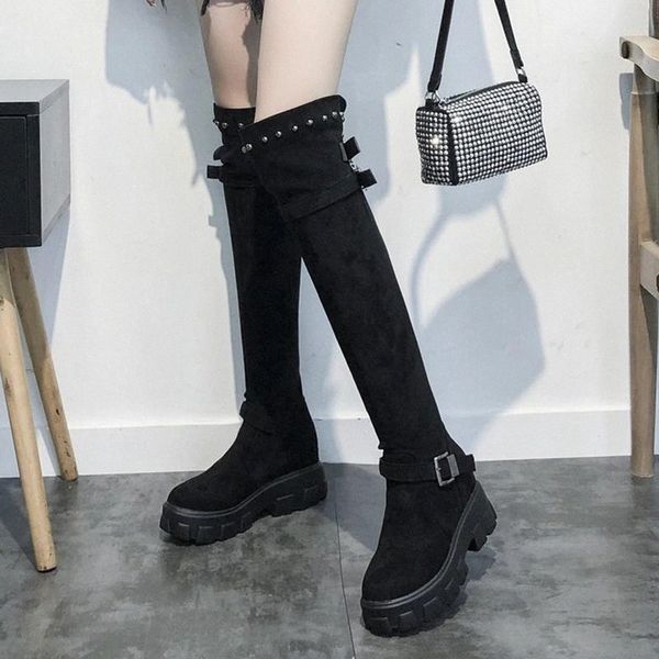 rimocy fashion rivet double buckle knee high leather boots women hidden heels chunky thigh high boots woman punk platform shoes #8b9h, Black
rimocy fashion rivet double buckle knee high leather boots women hidden heels chunky thigh high boots woman punk platform shoes #8b9h, Black