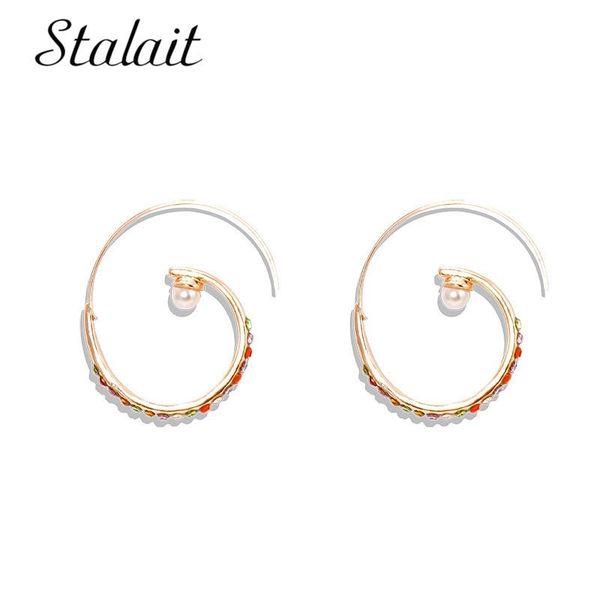 fashion women big colorful rhinestone round spiral hoop earrings for party pearl girl gold jewelry, Golden;silver
fashion women big colorful rhinestone round spiral hoop earrings for party pearl girl gold jewelry, Golden;silver