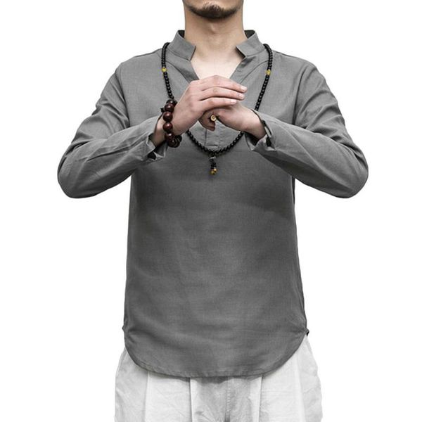 vintage men solid color long sleeve v neck linen cotton button pullover shirt new style loose casual all-match top, White;black
vintage men solid color long sleeve v neck linen cotton button pullover shirt new style loose casual all-match top, White;black