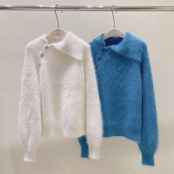 jsxdhk high quaity korean designer winter mohair knitted pullovers fashion women turn down collar side button soft warm sweaters1, White;black
jsxdhk high quaity korean designer winter mohair knitted pullovers fashion women turn down collar side button soft warm sweaters1, White;black