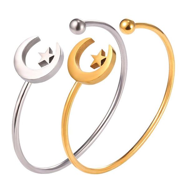 new skinny moon star bangle stainless steel/gold color metal open cuff bracelets for women muslim jewelry 2020 gh2476, Black
new skinny moon star bangle stainless steel/gold color metal open cuff bracelets for women muslim jewelry 2020 gh2476, Black
