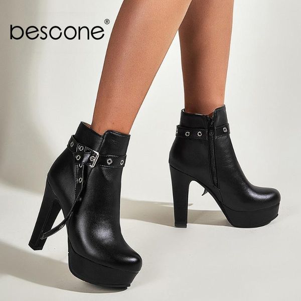 boots bescone winter mature style ankle woman high platfrom super thin heel zipper buckle strap short shoe bm662, Black
boots bescone winter mature style ankle woman high platfrom super thin heel zipper buckle strap short shoe bm662, Black