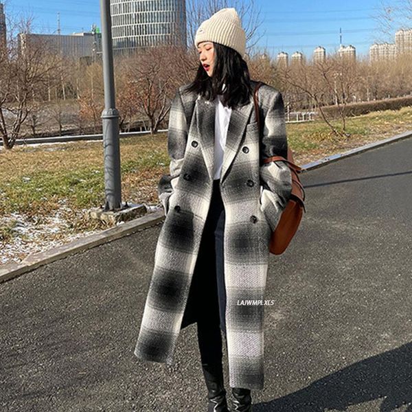 women's wool & blends 2021 winter over knee style turn-down collar long-sleeved solid color straight minimalist woolen overcoat with be, Black
women's wool & blends 2021 winter over knee style turn-down collar long-sleeved solid color straight minimalist woolen overcoat with be, Black