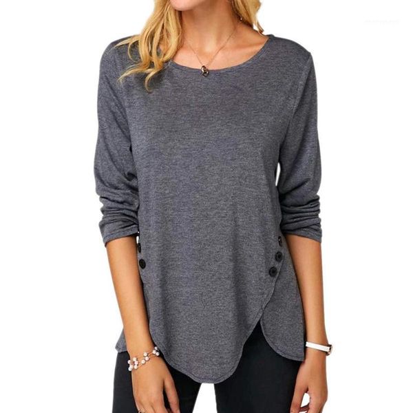 women's t-shirt irregular casual cotton tshirts women long sleeve button t-shirts o-neck plus size s-2xl female solid color clothing s, White
women's t-shirt irregular casual cotton tshirts women long sleeve button t-shirts o-neck plus size s-2xl female solid color clothing s, White