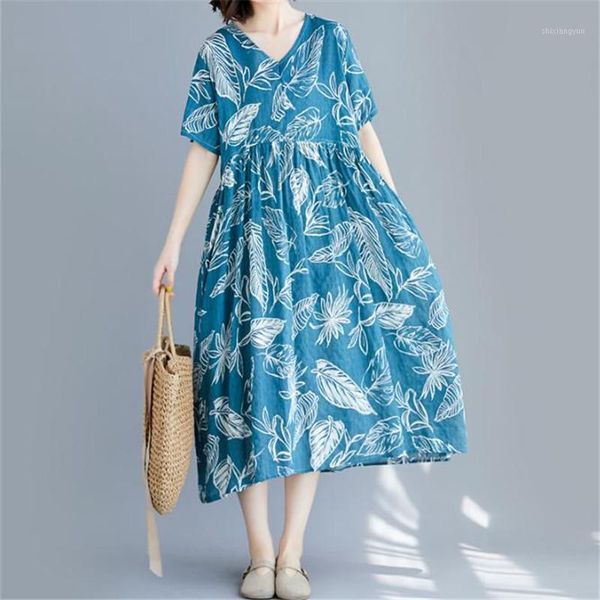 vintage short sleeve loose print dress for women 2020 summer fashion oversize v-neck loose cotton linen dress mid calf1, Black;gray
vintage short sleeve loose print dress for women 2020 summer fashion oversize v-neck loose cotton linen dress mid calf1, Black;gray