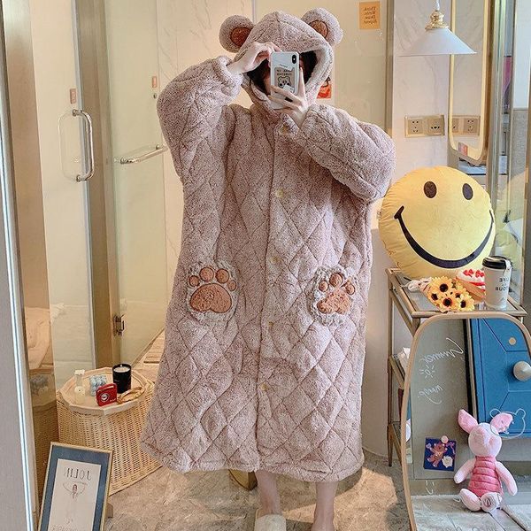 2020 new cartoon flannel sleepwear women nightgown autumn winter warm kimono gown coral fleece bathrobe thicken home clothes, Black;red
2020 new cartoon flannel sleepwear women nightgown autumn winter warm kimono gown coral fleece bathrobe thicken home clothes, Black;red