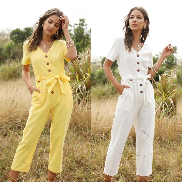 bodysuit women summer fashion casual short sleeve v-neck solid button playsuit party trousers jumpsuit sashes dropship overalls1, Black;white
bodysuit women summer fashion casual short sleeve v-neck solid button playsuit party trousers jumpsuit sashes dropship overalls1, Black;white