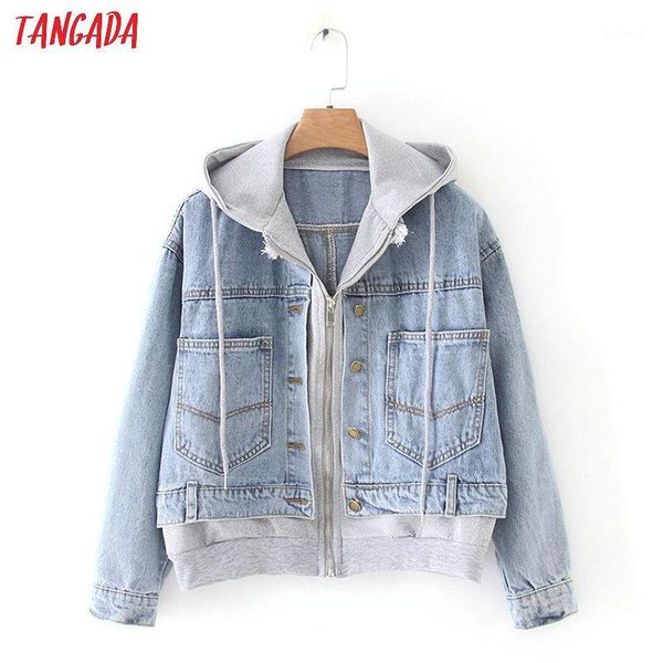 tangada fashion women hooded oversized denim jacket casual style patchwork coat long sleeve pockets high street yd4411, Black;brown
tangada fashion women hooded oversized denim jacket casual style patchwork coat long sleeve pockets high street yd4411, Black;brown