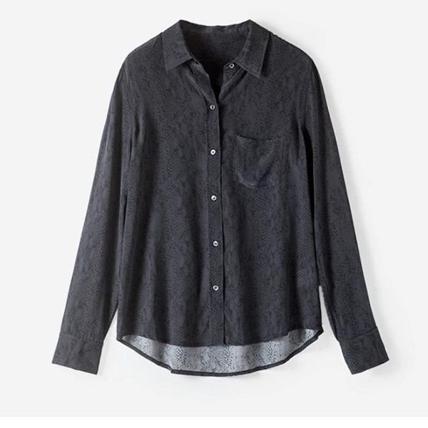women's blouses & shirts 2021 early spring silk women's black blouse jacquard snakeskin printted slim long sleeve shirt with p, White
women's blouses & shirts 2021 early spring silk women's black blouse jacquard snakeskin printted slim long sleeve shirt with p, White