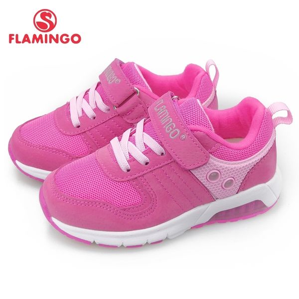 flamingo led children shoes ortc leather insoles breathable spring kids girl sneaker size 25-31 91k-nq-1260 y201028, Black;red