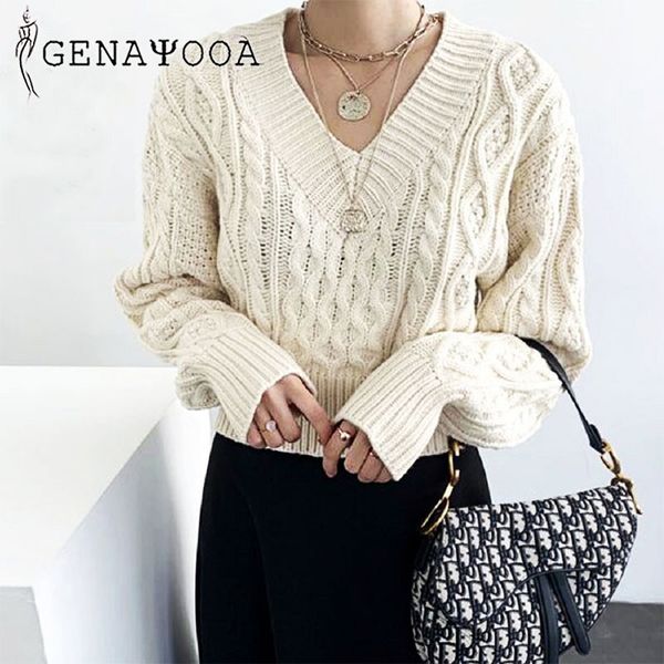 genayooa knitted autumn winter sweater women sweaters and pullovers pull femme long sleeve lace up black jumper female 201030, White;black
genayooa knitted autumn winter sweater women sweaters and pullovers pull femme long sleeve lace up black jumper female 201030, White;black