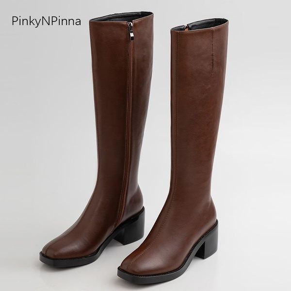 full leather women winter long boots mid-calf style street western riding inside zip plush lining chunky heels vintage, Black
full leather women winter long boots mid-calf style street western riding inside zip plush lining chunky heels vintage, Black