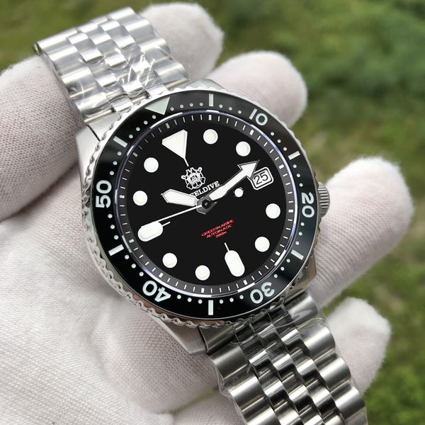 steeldive 1996 men mechanical watch men steel dive watches nh35a automatic watch mens c3 luminous stainless diver watches 200m 201113, Slivery;brown
steeldive 1996 men mechanical watch men steel dive watches nh35a automatic watch mens c3 luminous stainless diver watches 200m 201113, Slivery;brown