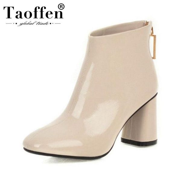 boots taoffen size 32-48 office ladies ankle heels shoes woman daily zipper short female botas, Black 
boots taoffen size 32-48 office ladies ankle heels shoes woman daily zipper short female botas, Black
