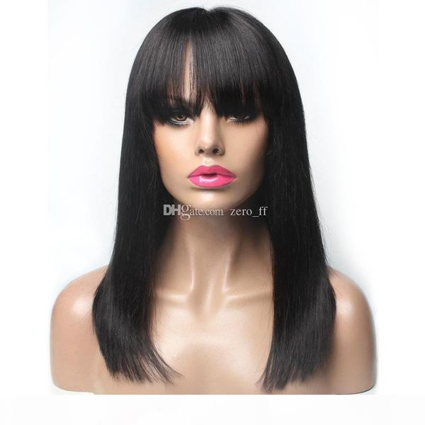 silk lace front short bob wig brazilian human hair wigs with bangs remy baby hair full end for women straight black hair, Black;brown
silk lace front short bob wig brazilian human hair wigs with bangs remy baby hair full end for women straight black hair, Black;brown
