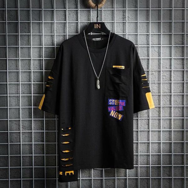 men's t-shirts 2021 men hip hop t shirt fashion destroyed hole t-shirt hiphop streetwear summer short sleeve tees cotton tshirt, White;black
men's t-shirts 2021 men hip hop t shirt fashion destroyed hole t-shirt hiphop streetwear summer short sleeve tees cotton tshirt, White;black