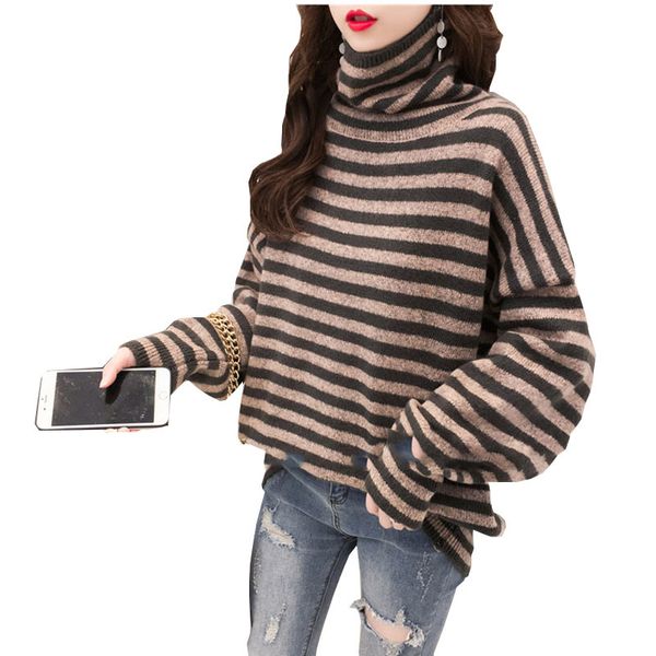 women sweater winter autumn knitted turtleneck sweater pullovers loose fashion style solid jumper stripe sweaters 2020 q219, White;black
women sweater winter autumn knitted turtleneck sweater pullovers loose fashion style solid jumper stripe sweaters 2020 q219, White;black