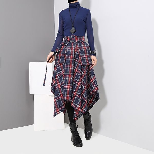 korean style woman red plaid asymmetrical skirt sashes printed high waist belted ladies casual unique irregular skirt 3027 201109, Black
korean style woman red plaid asymmetrical skirt sashes printed high waist belted ladies casual unique irregular skirt 3027 201109, Black