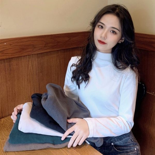 new autumn 2020 solid color frosted thickened half high neck t-shirt with bottom layer, and slim long sleeve for women
new autumn 2020 solid color frosted thickened half high neck t-shirt with bottom layer, and slim long sleeve for women