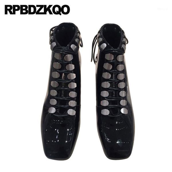 low heel sequin metal square toe black chunky patent leather front lace up casual ankle boots autumn shoes women suede1
low heel sequin metal square toe black chunky patent leather front lace up casual ankle boots autumn shoes women suede1
