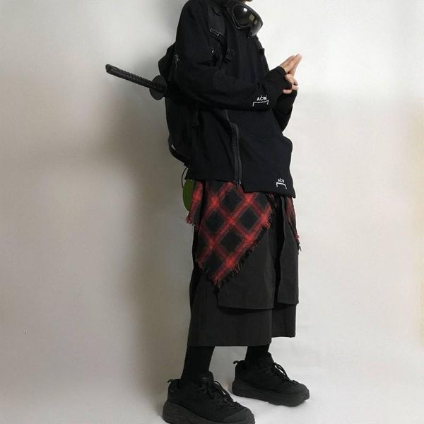 hip hop high street hem ribbon culottes men and women waist belt decoration mock two-piece plaid shirt fashion long slee, Black
hip hop high street hem ribbon culottes men and women waist belt decoration mock two-piece plaid shirt fashion long slee, Black