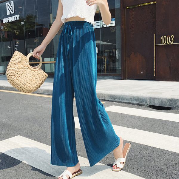 2021 new long-legged plied women's trousers with high waist and flaccid feeling summer casual chiffon silk pants ice ax9f, Black;white
2021 new long-legged plied women's trousers with high waist and flaccid feeling summer casual chiffon silk pants ice ax9f, Black;white