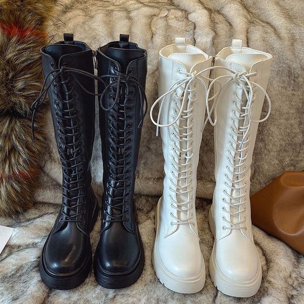 2020 winter black gothic shoes warm plush square heels leather knee high women white combat boots q1104
2020 winter black gothic shoes warm plush square heels leather knee high women white combat boots q1104