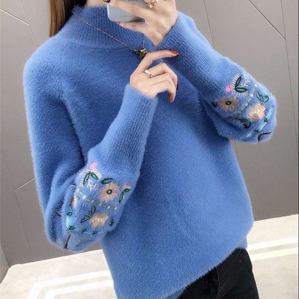 winter clothes women embroidered plus size long sleeves sweater water velvet turtleneck sweater cashmere warm pullover sweater y200720, White;black
winter clothes women embroidered plus size long sleeves sweater water velvet turtleneck sweater cashmere warm pullover sweater y200720, White;black