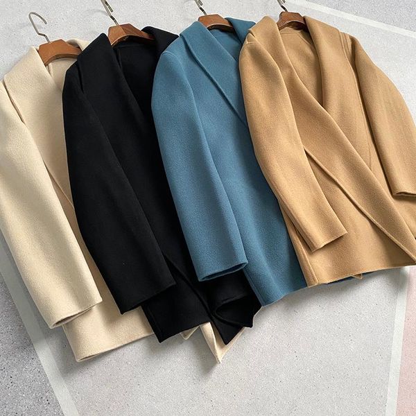 90% wool 10% cashmere fashion women high luxury vintage winter buttonless lapel wool cashmere coat, Black
90% wool 10% cashmere fashion women high luxury vintage winter buttonless lapel wool cashmere coat, Black