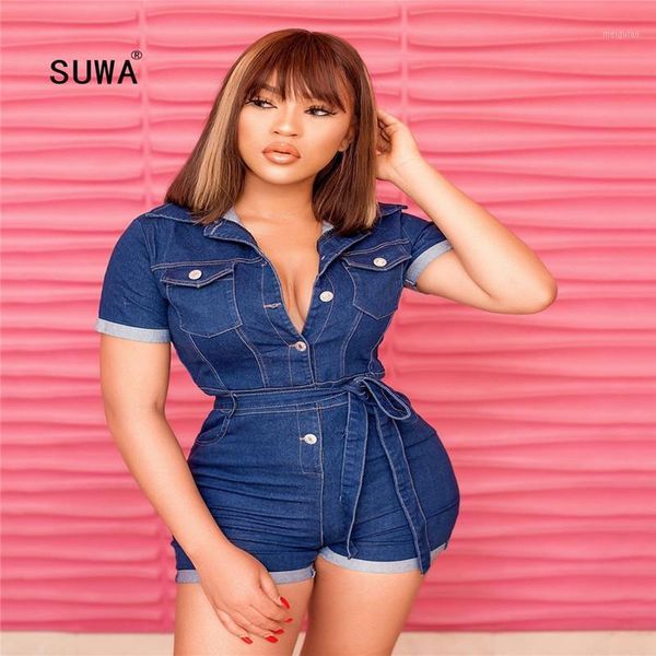 2020 vintage blue denim slim fitting short jumpsuit summer streetwear women turn-down collar short sleeve sashes button playsuit1, Black;white
2020 vintage blue denim slim fitting short jumpsuit summer streetwear women turn-down collar short sleeve sashes button playsuit1, Black;white