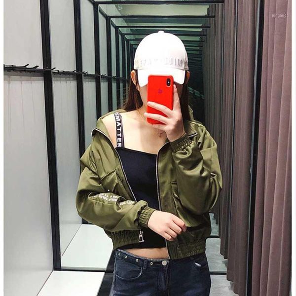 women thin bomber jackets long sleeve coat casual stand collar zipper outerwear letter print female biker jackets1, Black;brown
women thin bomber jackets long sleeve coat casual stand collar zipper outerwear letter print female biker jackets1, Black;brown