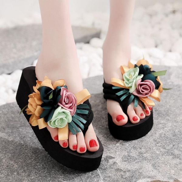 women flowers beach breathable sandals home slipper flip-flops wedges shoes platform sandals1, Black
women flowers beach breathable sandals home slipper flip-flops wedges shoes platform sandals1, Black