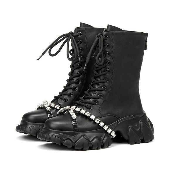 lucyever genuine leather women platform ankle boots fashion rhinestone lace up motorcycle booties short botas mujer, Black
lucyever genuine leather women platform ankle boots fashion rhinestone lace up motorcycle booties short botas mujer, Black
