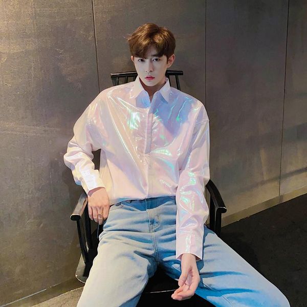 men's casual shirts men dazzling double layer organza sunscreen long sleeve shirt male nightclub stage show loose, White;black
men's casual shirts men dazzling double layer organza sunscreen long sleeve shirt male nightclub stage show loose, White;black