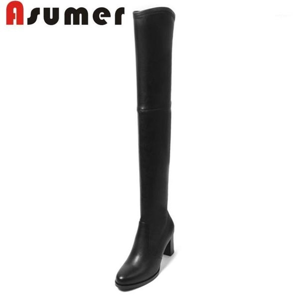 asumer 2020 new over the knee boots for women fashion solid simple winter boots thick heels pu+genuine leather1, Black
asumer 2020 new over the knee boots for women fashion solid simple winter boots thick heels pu+genuine leather1, Black
