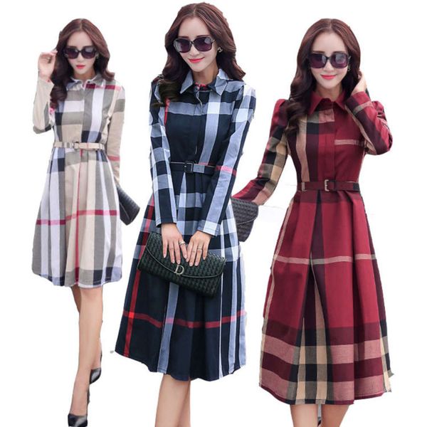autumn new a-line large swing plaid printed long sleeve drs (with belt, Black;gray
autumn new a-line large swing plaid printed long sleeve drs (with belt, Black;gray