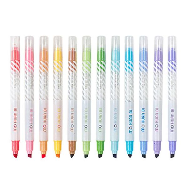 12pcs/set cute color highlighter double-ended diy drawing mark pen office school supplies stationery double headed art bookmark, Black;red
12pcs/set cute color highlighter double-ended diy drawing mark pen office school supplies stationery double headed art bookmark, Black;red