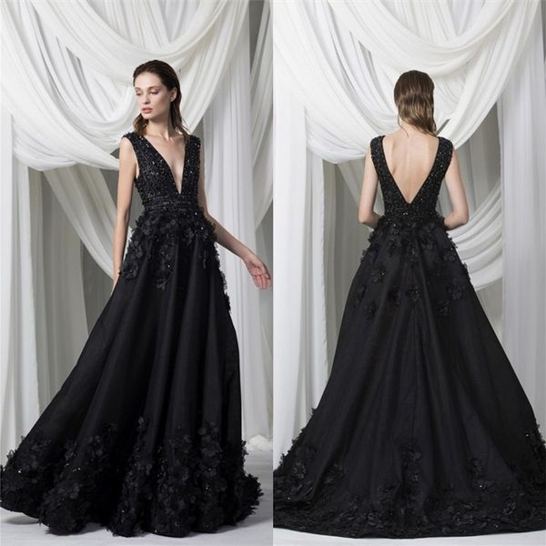 black evening dresses deep v neck beads sequins appliques prom gowns custom made backless sweep train a line special occasion dress, Black;red
black evening dresses deep v neck beads sequins appliques prom gowns custom made backless sweep train a line special occasion dress, Black;red