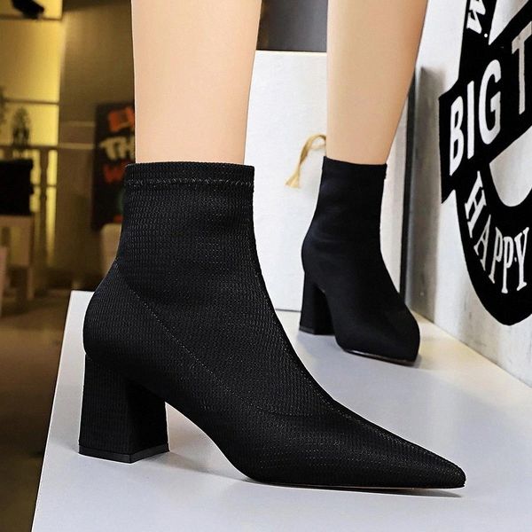 new knitting ankle boots women square high heels shoes fashion slip on pump pointed toe sock boot autumn winter zapatos de mujer #k537, Black
new knitting ankle boots women square high heels shoes fashion slip on pump pointed toe sock boot autumn winter zapatos de mujer #k537, Black