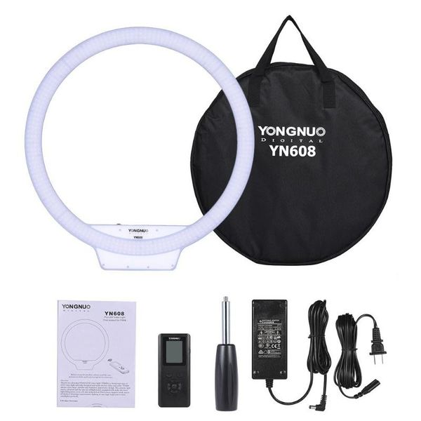 Yongnuo Yn608 Wireless Remote Led Ring Video Light Monochrome Temperature 5500k+12v 5a Ac Power Adapter Charger Fill Light R42